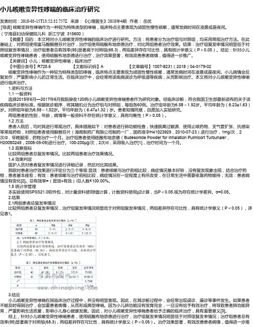 小儿咳嗽变异性哮喘的临床治疗研究