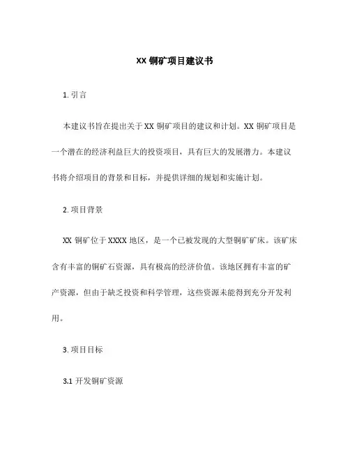 XX铜矿项目建议书