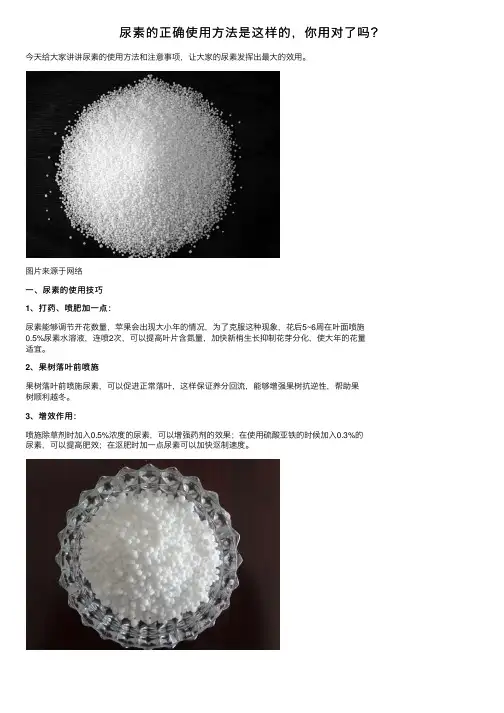 尿素的正确使用方法是这样的，你用对了吗？