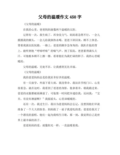 父母的温暖作文450字