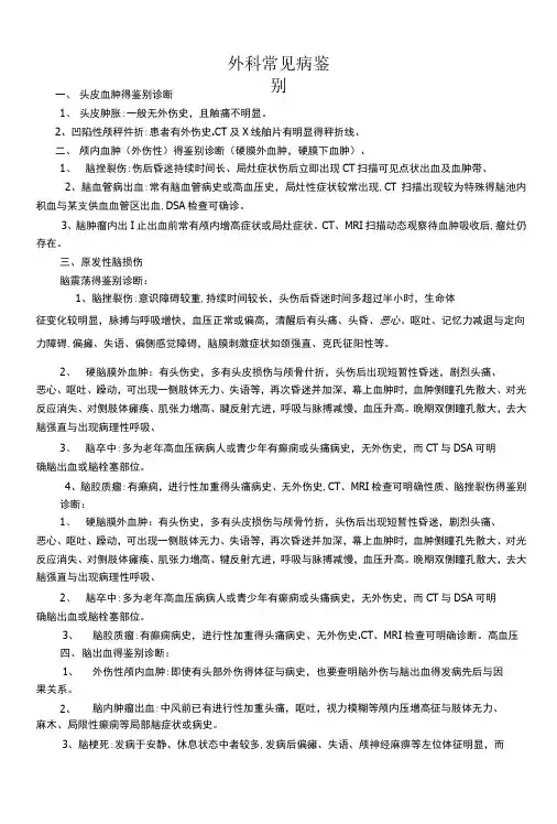 外科疾病鉴别诊断