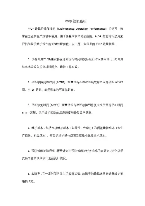 mop效能指标