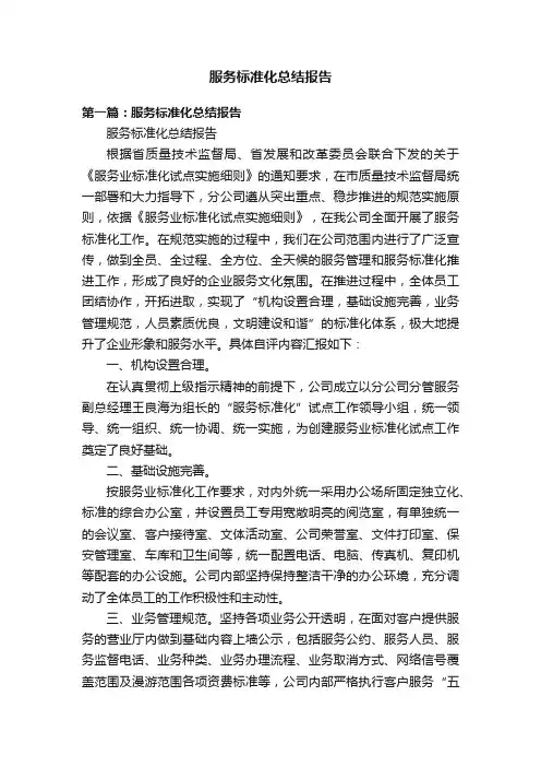 服务标准化总结报告