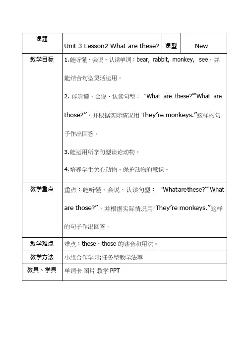 小学英语《What are these》优质教案、教学设计
