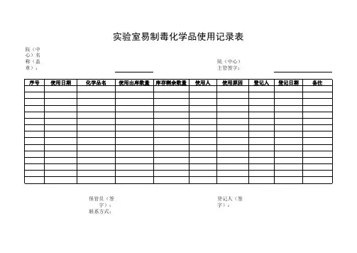实验室易制毒化学品使用记录