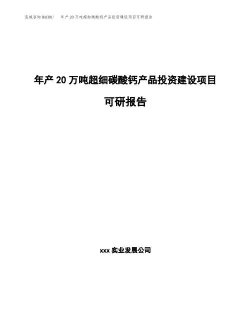 新建年产20万吨超细碳酸钙产品投资建设项目可研报告(立项申请)