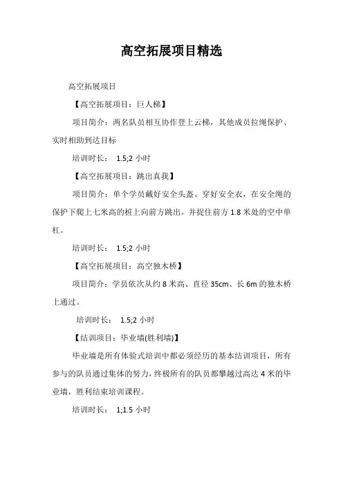 最新-高空拓展项目精选