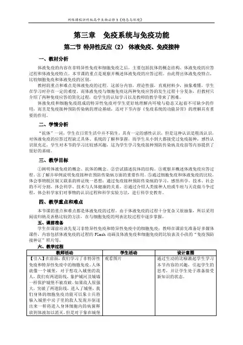 特异性反应(2) 体液免疫、免疫接种