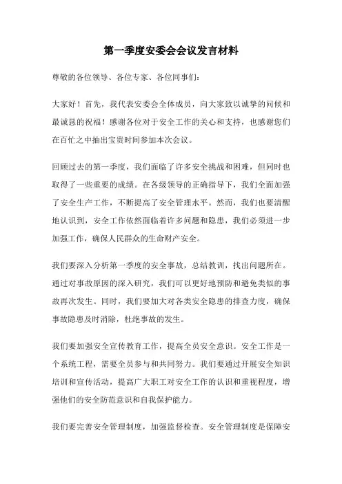 第一季度安委会会议发言材料