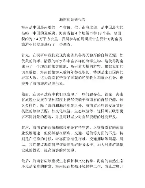 海南的调研报告