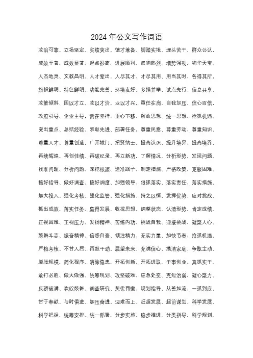 2024年公文写作词语