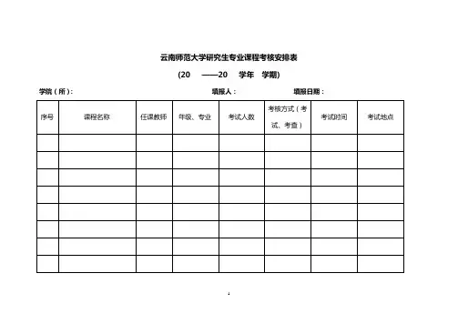 云南师范大学研究生专业课程考核安排表