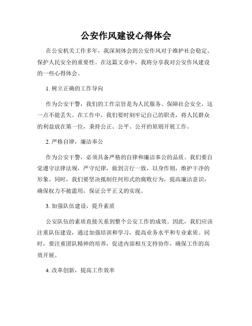 公安作风建设心得体会