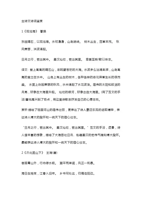 初中语文诗歌鉴赏