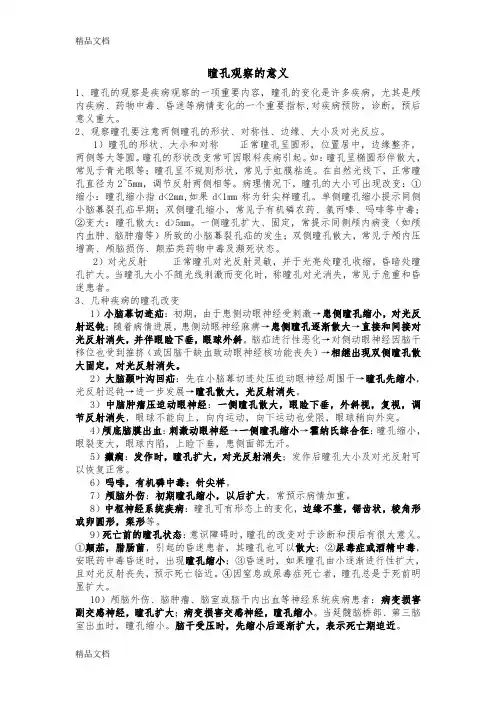 瞳孔观察的意义资料讲解