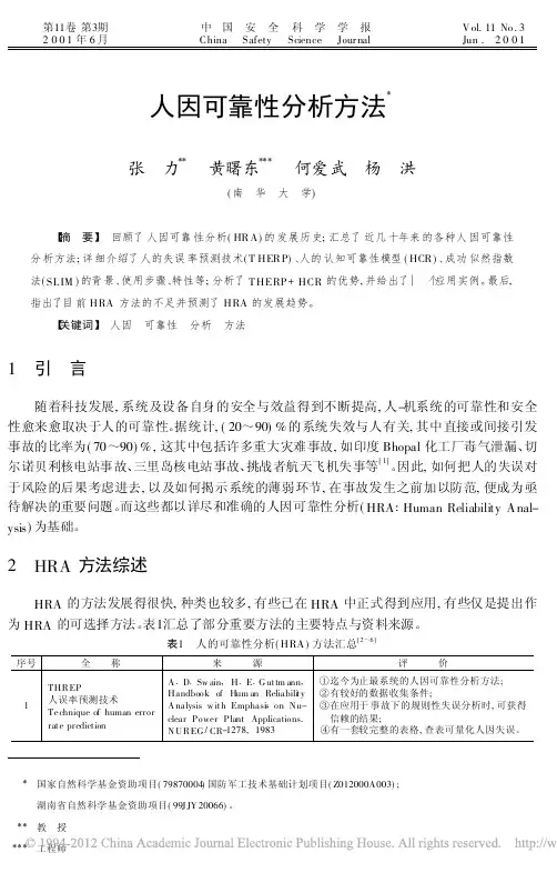 人因可靠性分析方法_张力