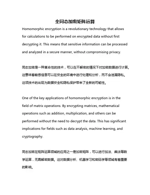 全同态加密矩阵运算