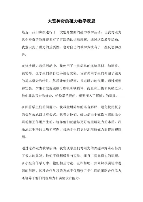 大班神奇的磁力教学反思