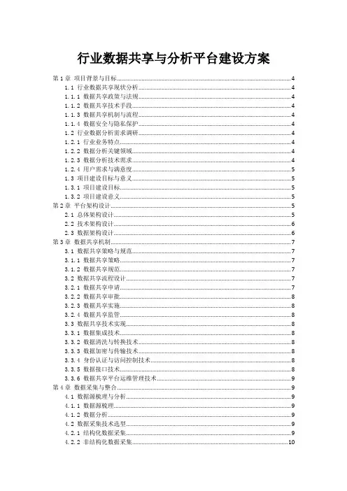 行业数据共享与分析平台建设方案