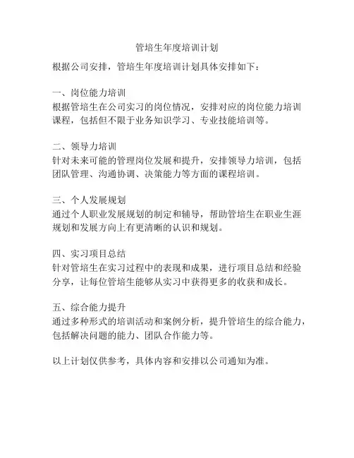 管培生年度培训计划