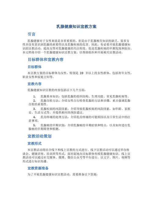 乳腺健康知识宣教方案