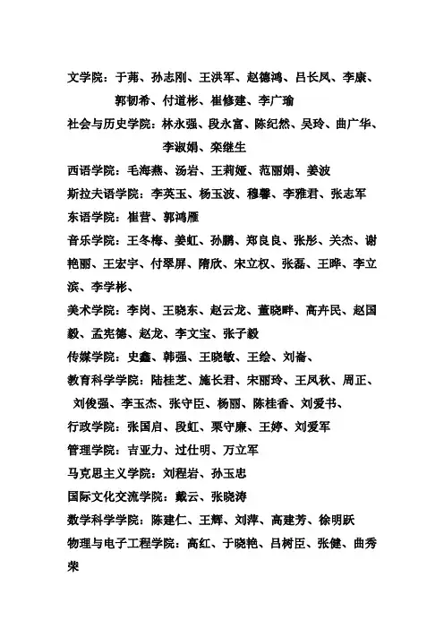 哈尔滨师范大学2015春季全日制硕士研究生学位论文百分之三十抽取各学院导师人员名单