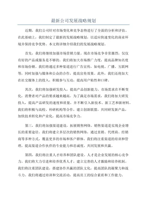 最新公司发展战略规划