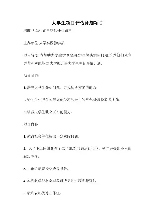 大学生项目评估计划项目