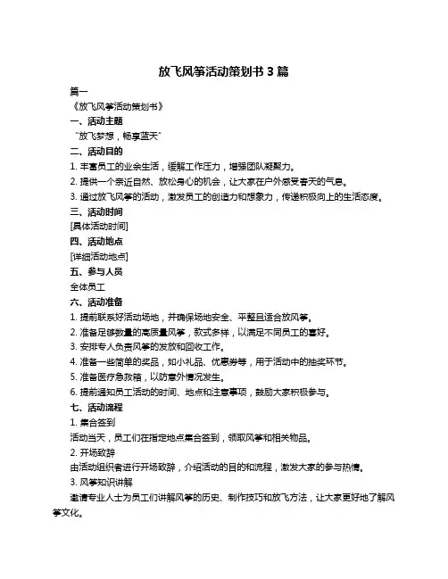 放飞风筝活动策划书3篇