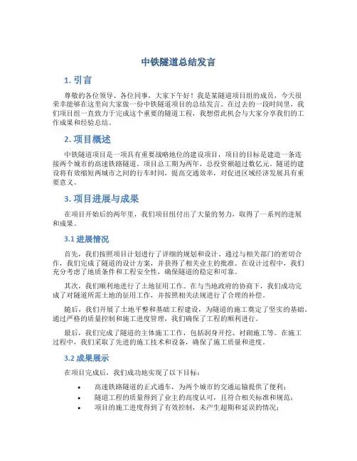 中铁隧道总结发言 (2)