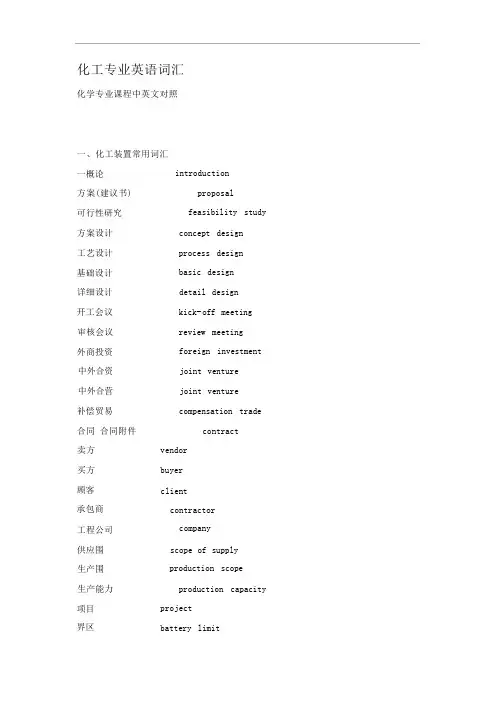 化工常用英语词汇