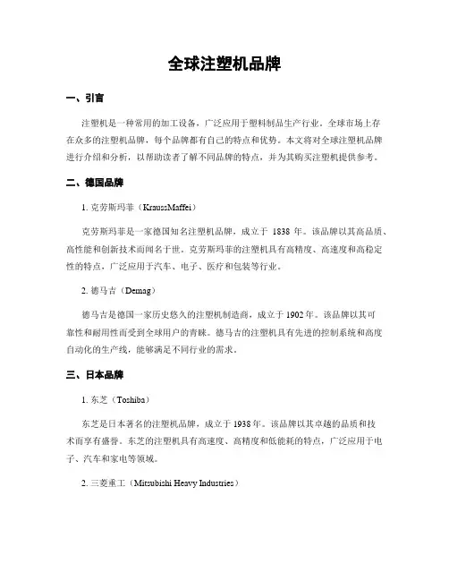 全球注塑机品牌