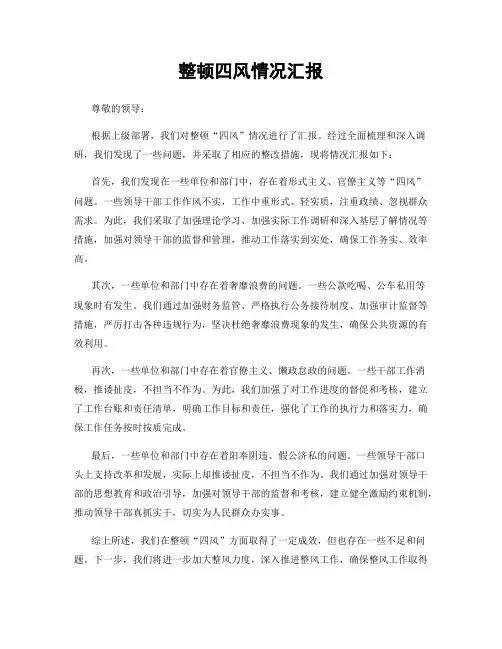 整顿四风情况汇报
