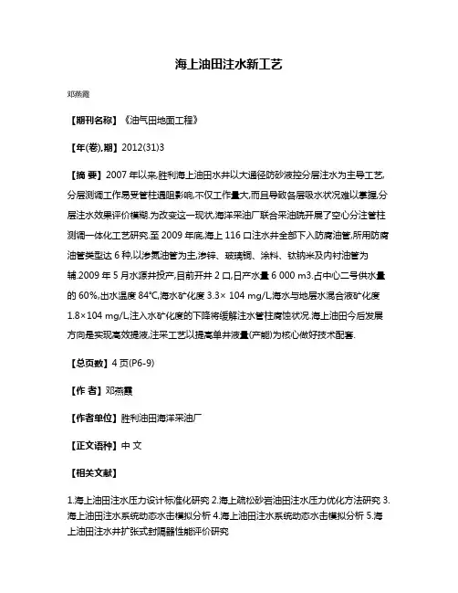 海上油田注水新工艺