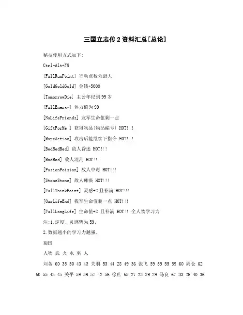 三国立志传2资料汇总[总论]