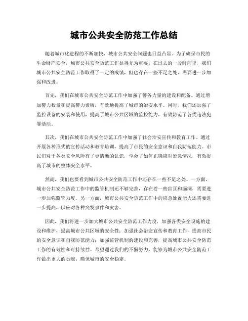 城市公共安全防范工作总结
