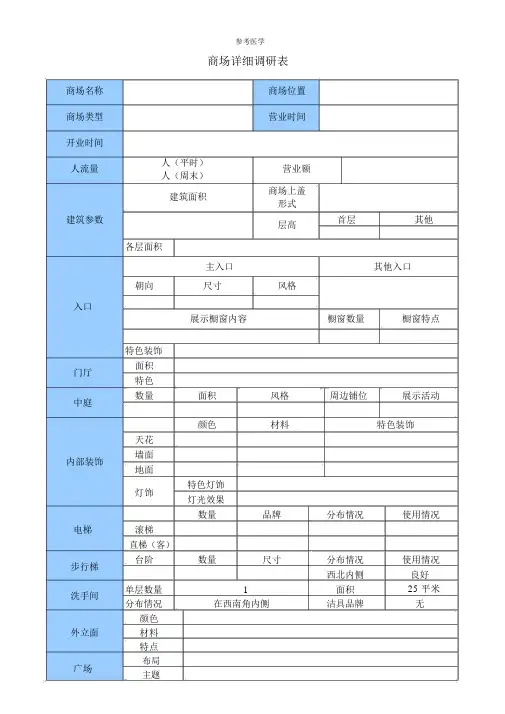 商场详细调研表