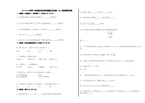 惠州市仲恺高新区2019-2020学年五年级数学上册期末试卷