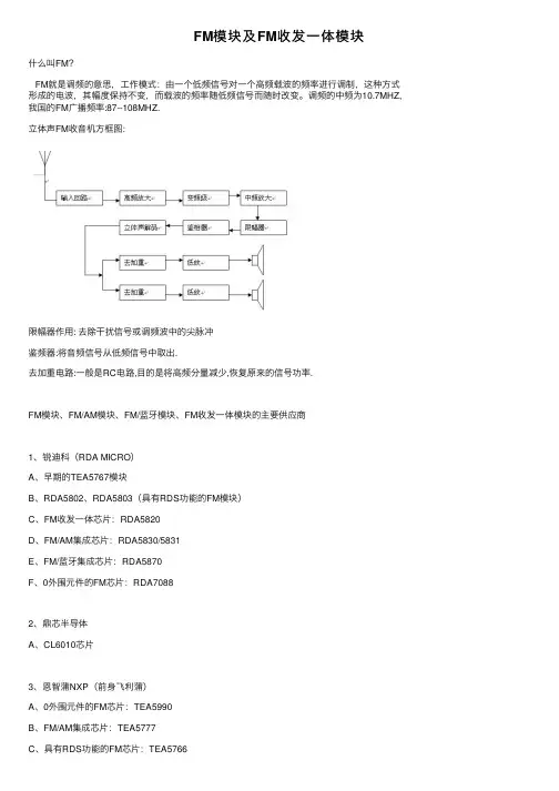 FM模块及FM收发一体模块