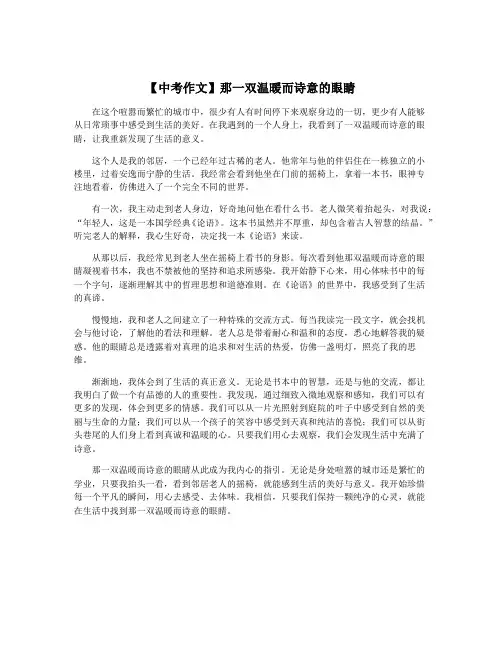 【中考作文】那一双温暖而诗意的眼睛