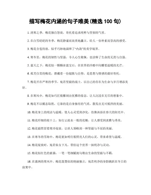 描写梅花内涵的句子唯美(精选100句)