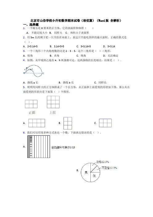 北京市山谷学校小升初数学期末试卷(培优篇)(Word版 含解析)