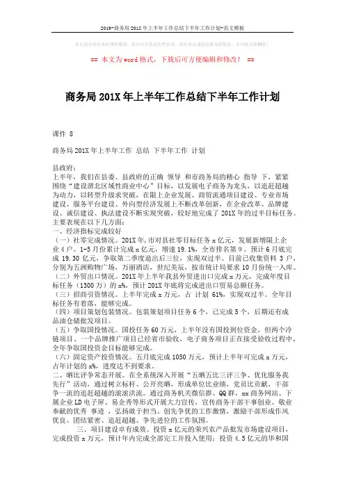 2019-商务局201X年上半年工作总结下半年工作计划-范文模板 (5页)