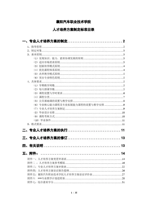 人才培养方案修订(20170623)