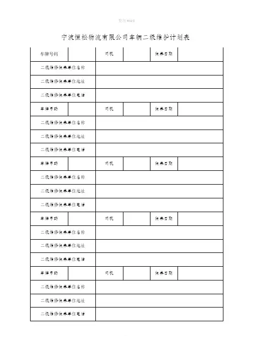 车辆二级维护记录表