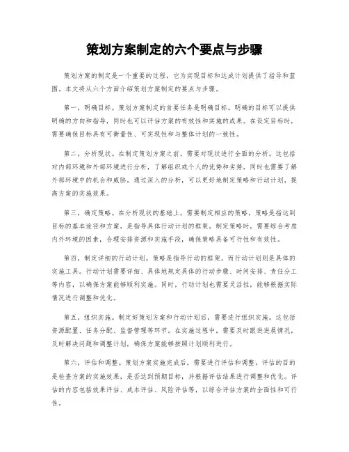 策划方案制定的六个要点与步骤
