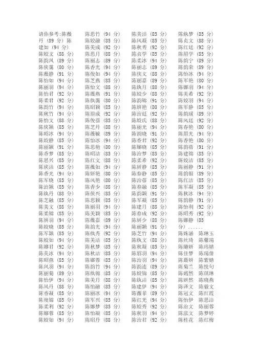 姓陈的名字大全