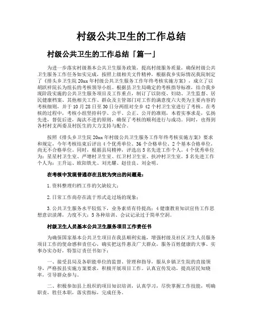 村级公共卫生的工作总结