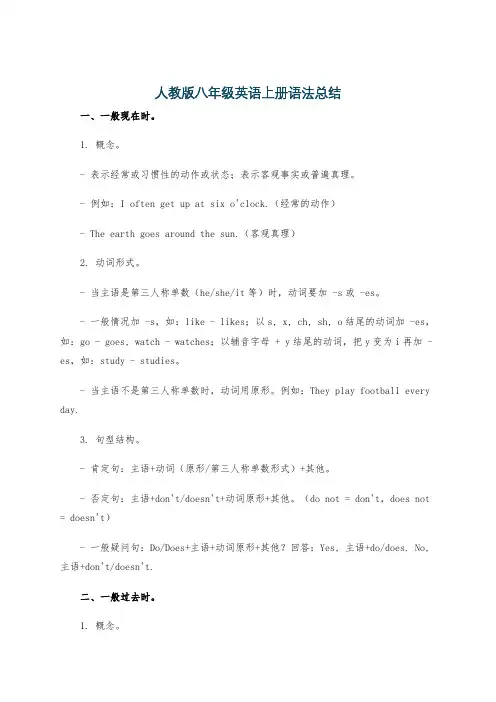 人教版八年级英语上册语法总结