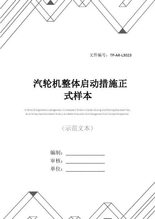 汽轮机整体启动措施正式样本